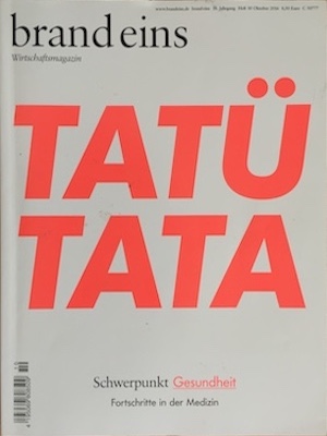 Magazincover: Brand Eins mit greller Schrift: Tatü Tata