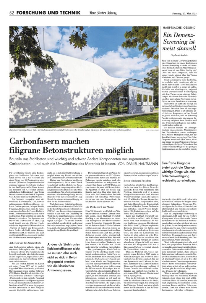 Zeitungsseite NZZ Forschung